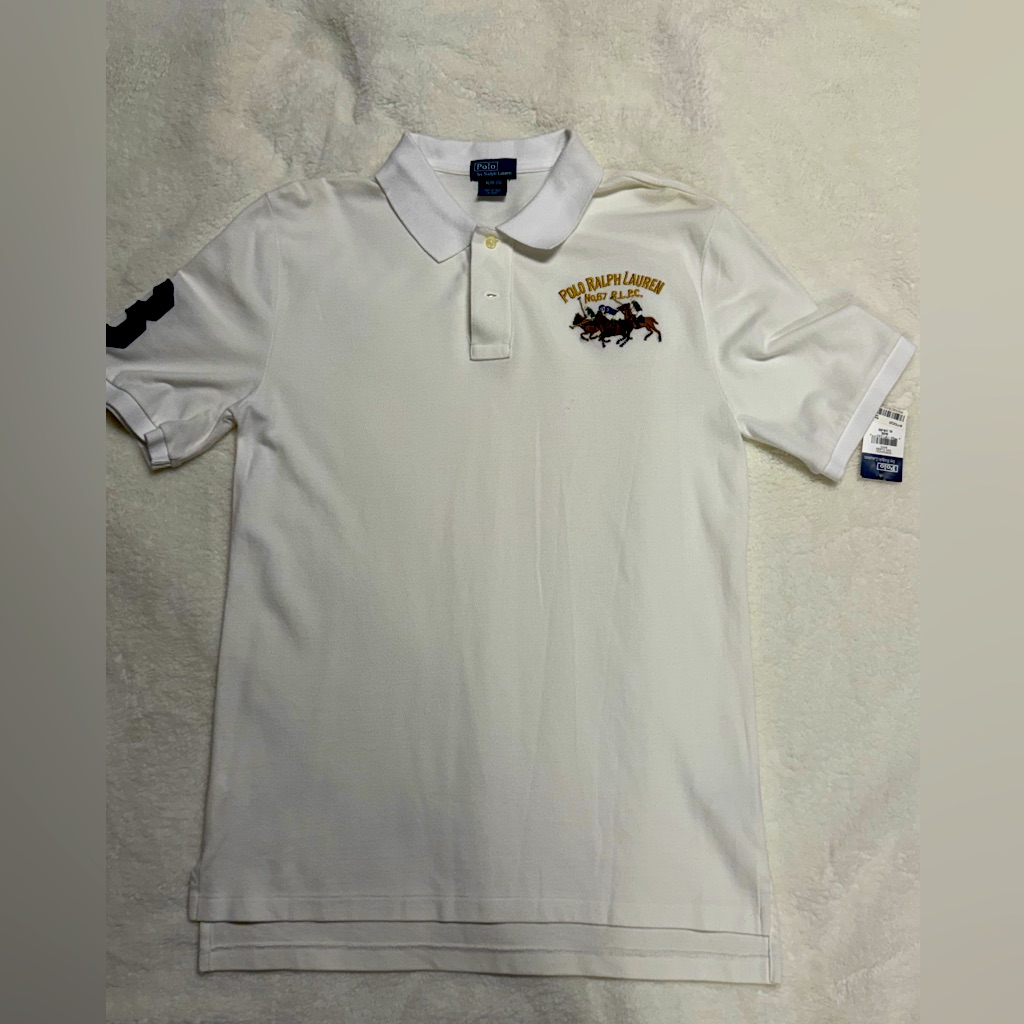 Kids Polo Ralph Lauren Triple Pony Mesh Polo Shirt White Size (18-20) Xl